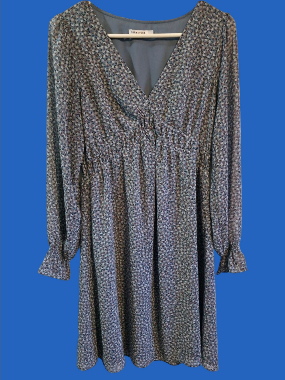 4/$67 Deal! Signature Blue Micro-Print Midi Dress